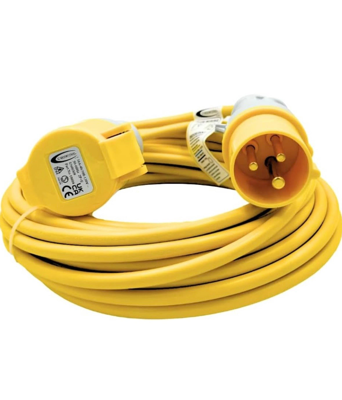 110v 16A Extension Lead 10m 1.5mm Power Cable Cord 3-Pin 2P+E Yellow